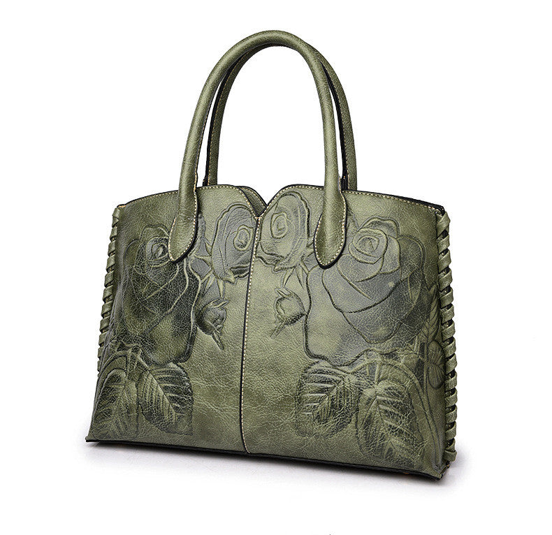 Peony Flower Embossed Handbag