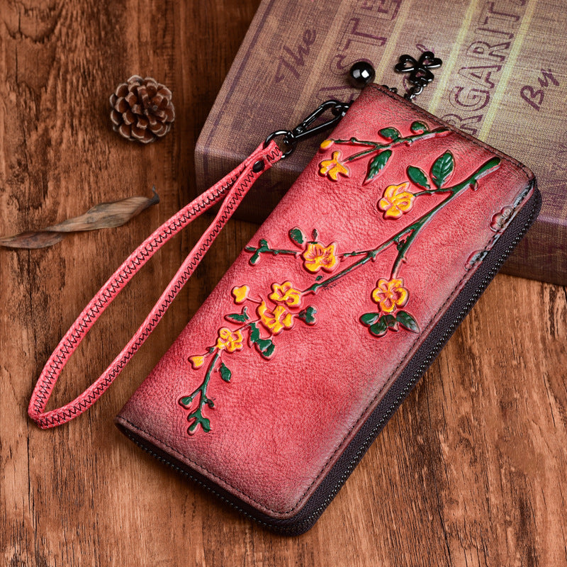 Long Cowhide Tanned Purse