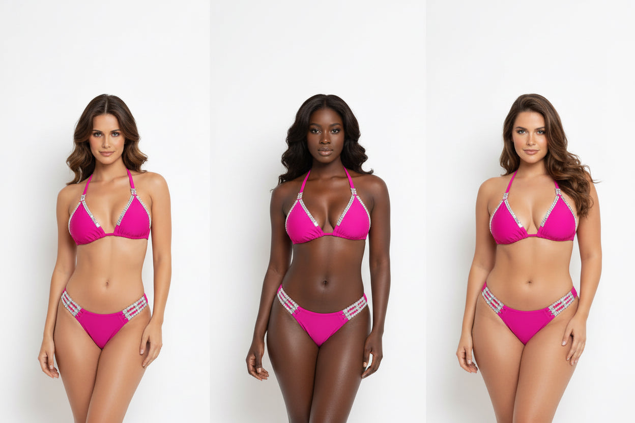 Fuchsia Crystal Glam Bikini Set