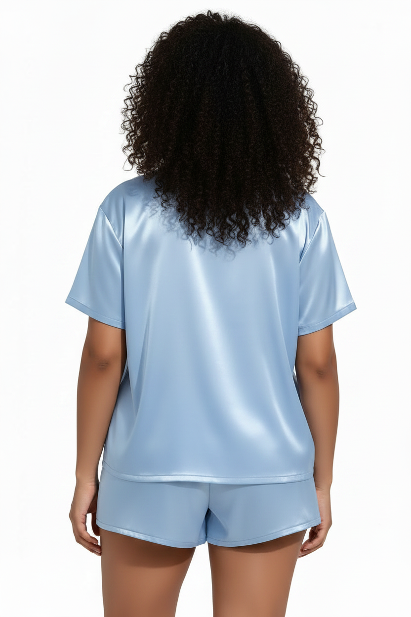 Deluxe Satin Short Sleeve Top and Shorts Set