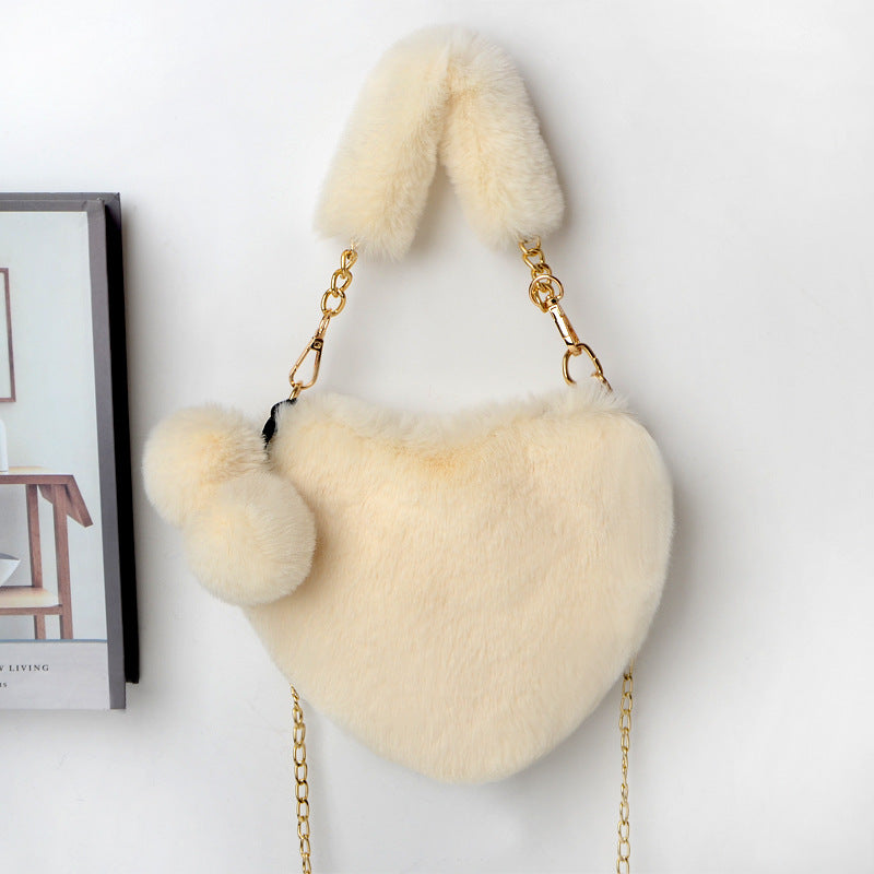 Heart-Shaped Soft Plush Handbag