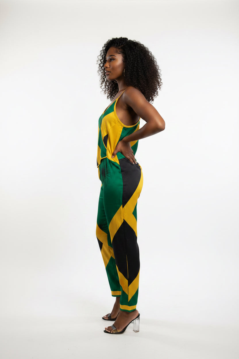 Jamaican Pride Jumpsuit – Vibrant Flag Print Jumpsuit