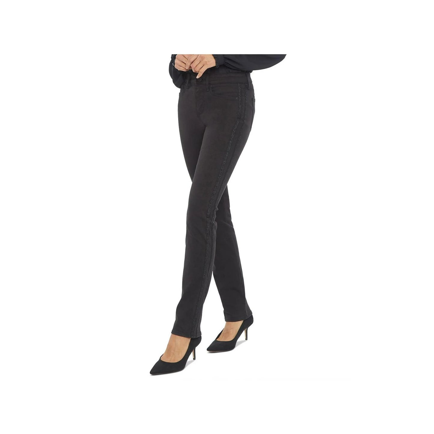 NYDJ Womens Sheri Denim Tummy Control Slim Jeans Black 4