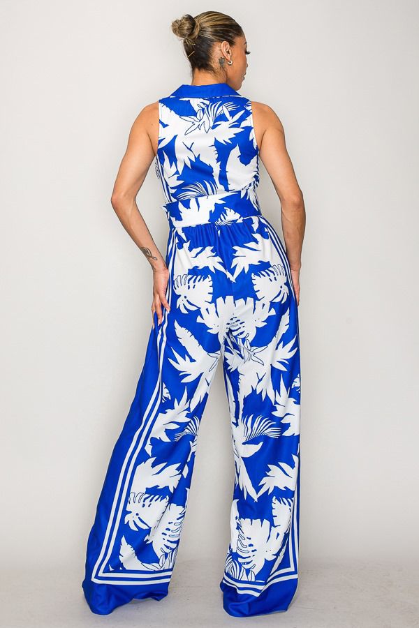 🖤 Midnight Palms Belted Jumpsuit