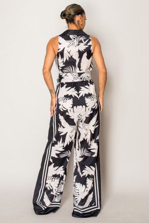 🖤 Midnight Palms Belted Jumpsuit