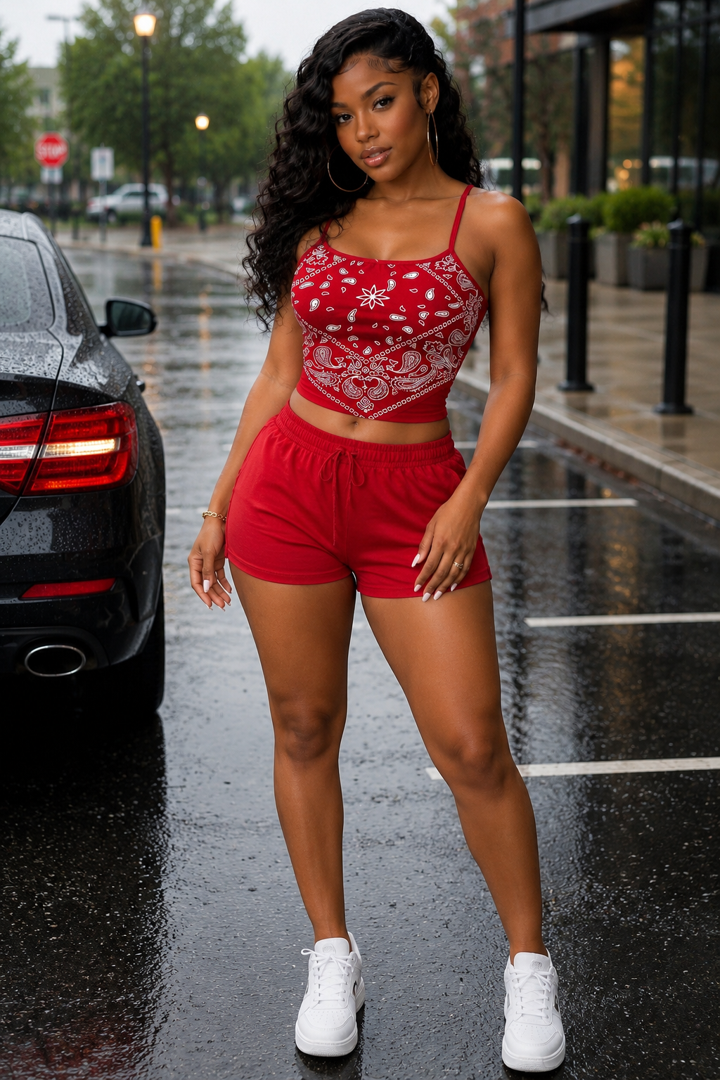 Women’s Bandana Print Crop Top & Shorts Set – Paisley Cami Two Piece Summer Lounge Outfit