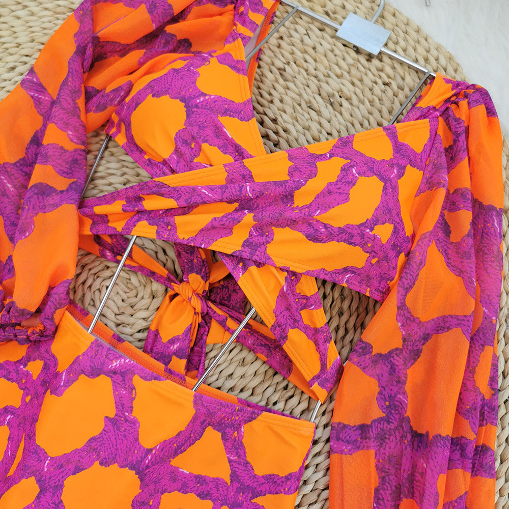Mango Tango High Waist Split Long Sleeve Swimwear