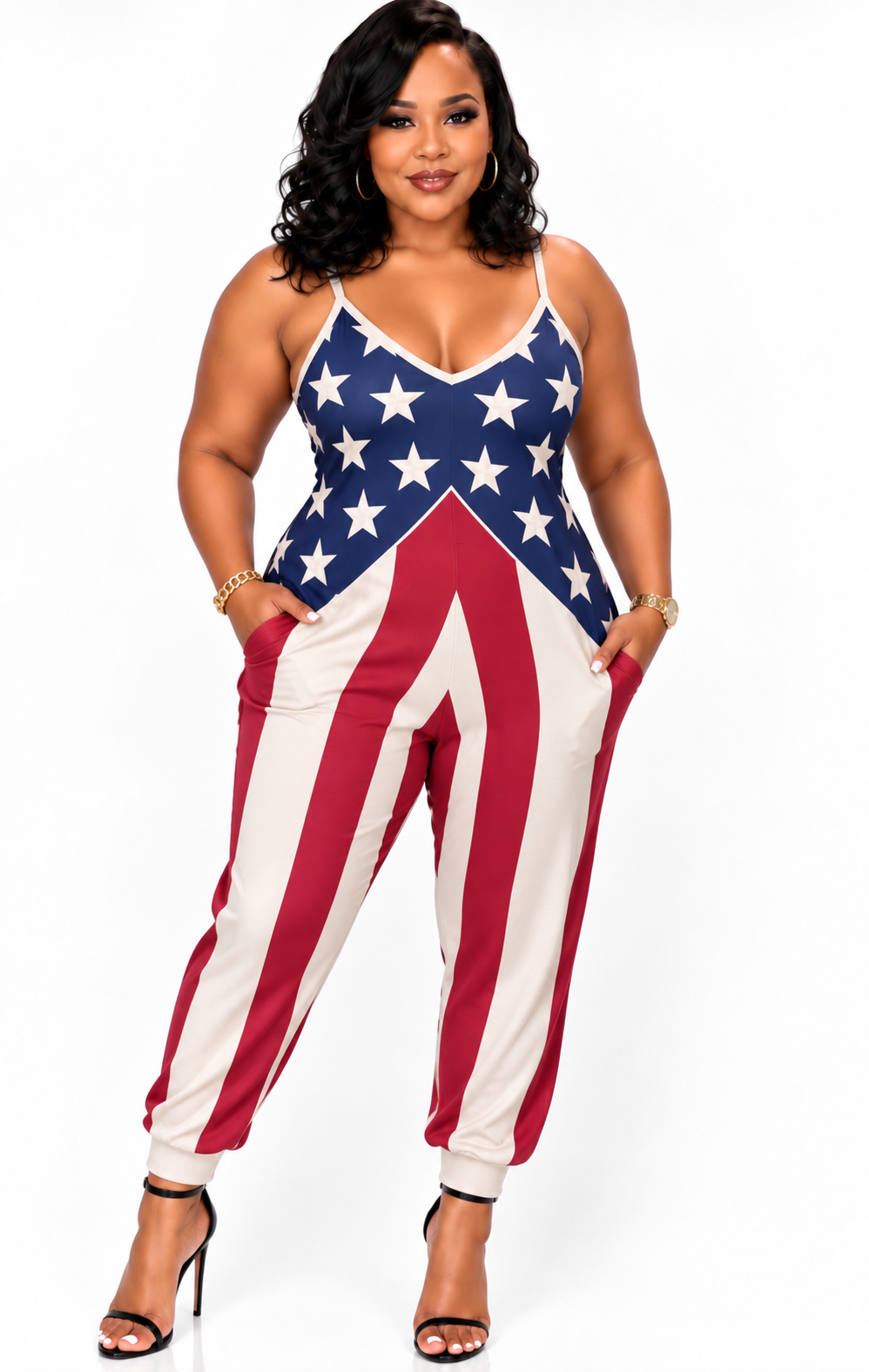 American Flag Romper Women | Patriotic Stars & Stripes 4th of July Jumpsuit