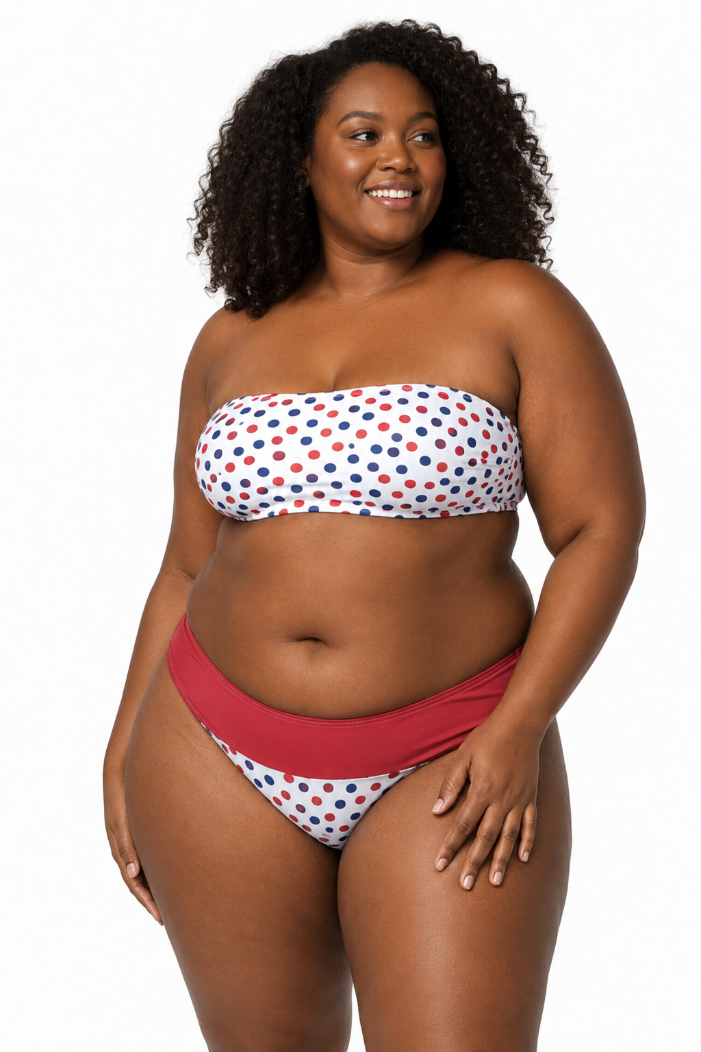 American Flag Polka Dot Bandeau Bikini Set - Patriotic Red White Blue Strapless Swimwear - Made-to-Order Plus Size Bikini by Bronxinit Boutique