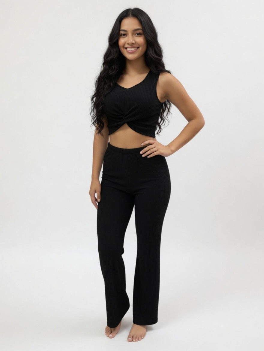 Ribbed Lounge Co-Ord Crop Top and Leggings Set