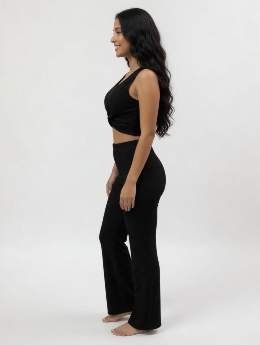 Ribbed Lounge Co-Ord Crop Top and Leggings Set