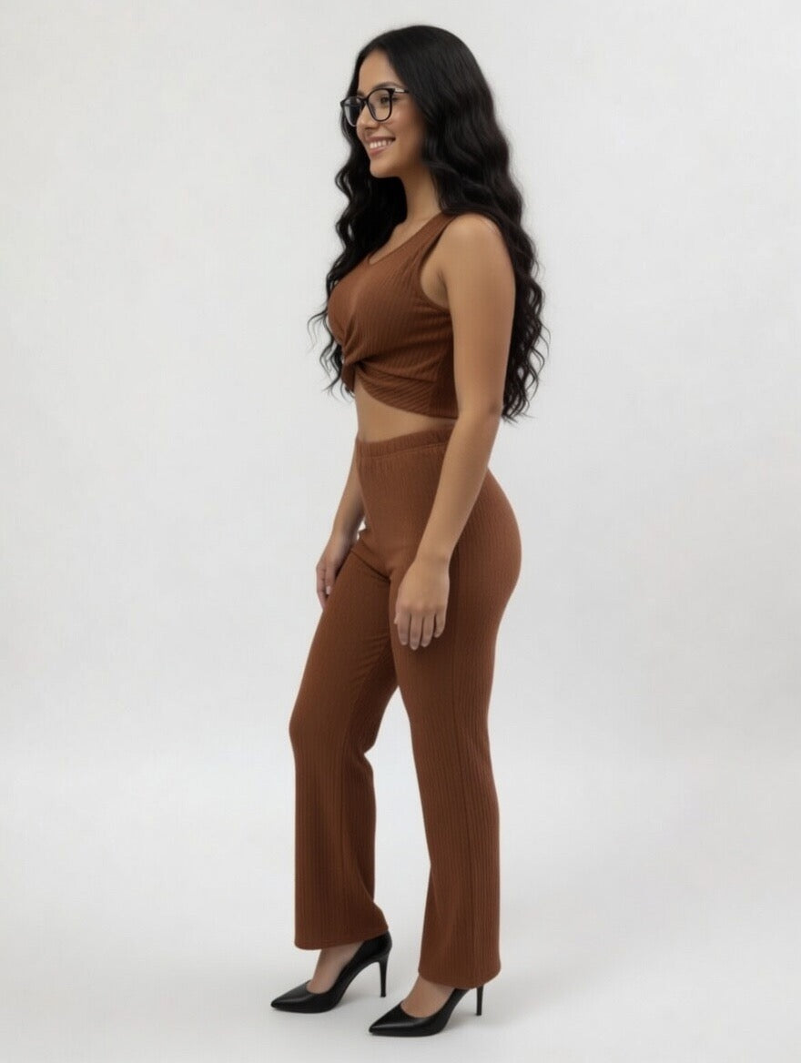 Ribbed Lounge Co-Ord Crop Top and Leggings Set
