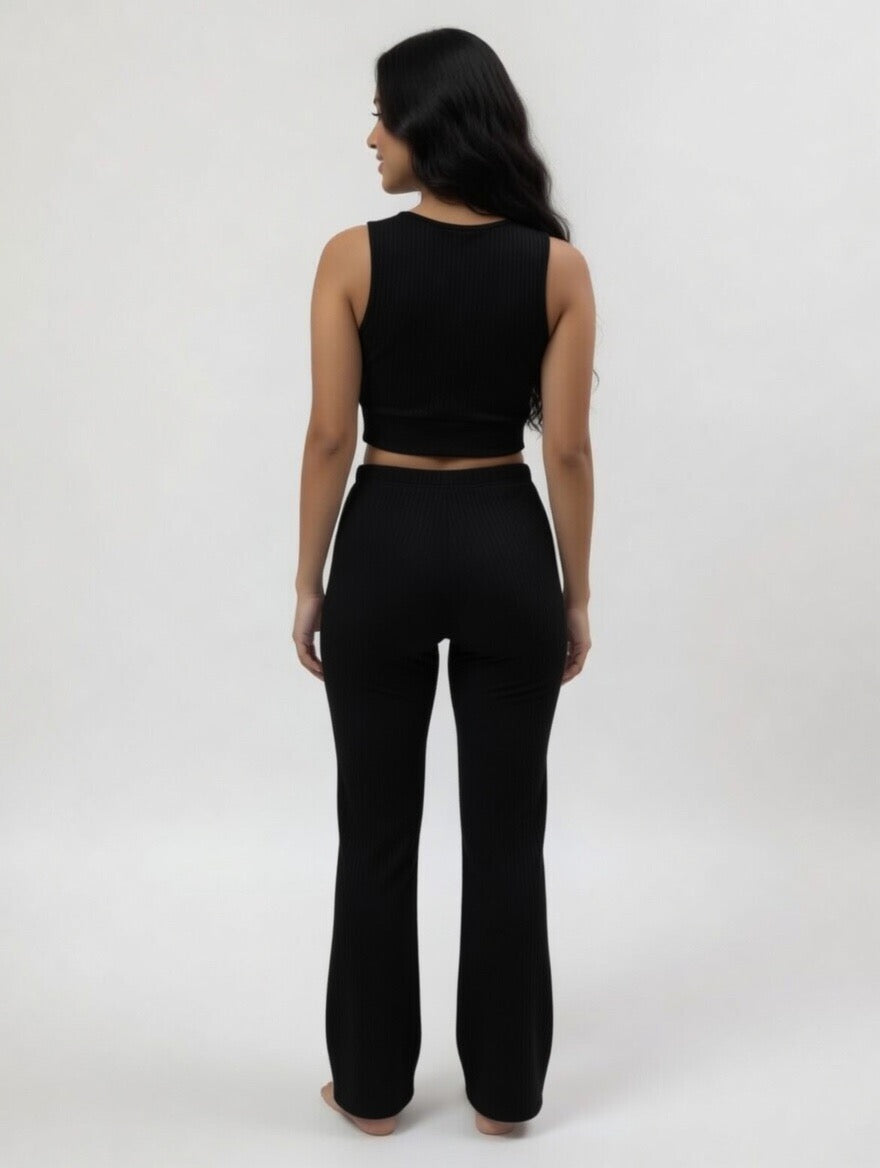 Ribbed Lounge Co-Ord Crop Top and Leggings Set