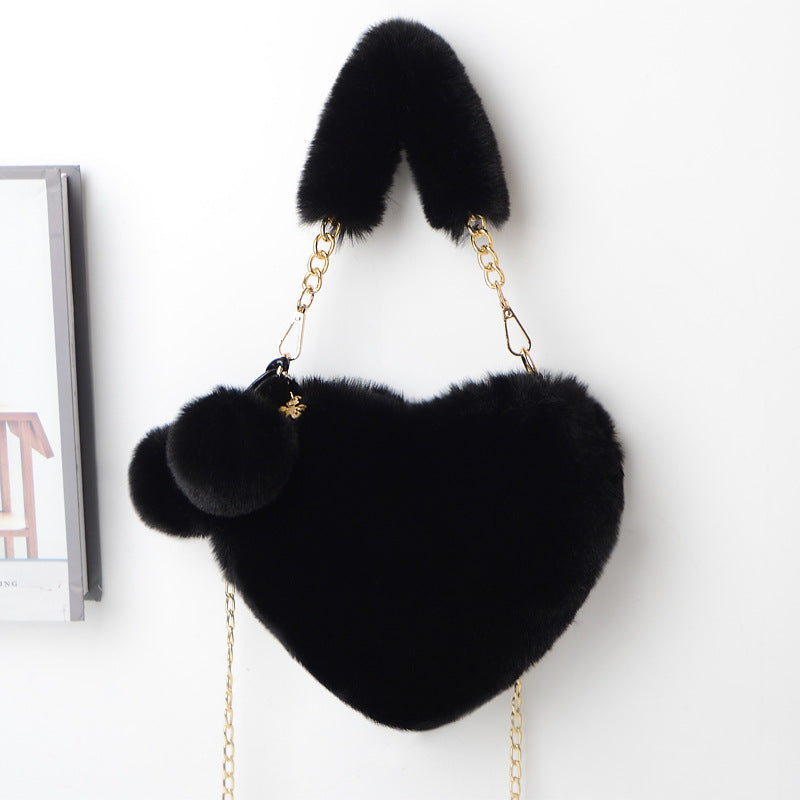 Heart-Shaped  Soft Plush Handbag