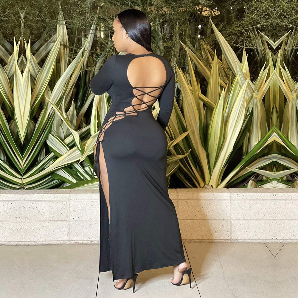 Midnight Allure Long Sleeve Sexy Black Dress for Women by Bronxinit Boutique Store