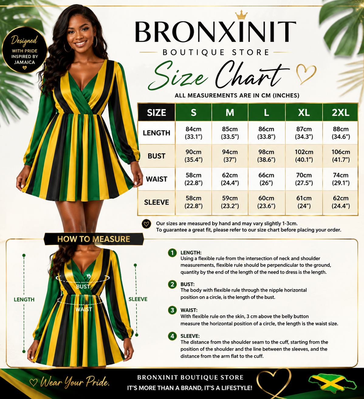 Jamaican Flag Mini Dress – Black, Green, Gold Long Sleeve Party Outfit