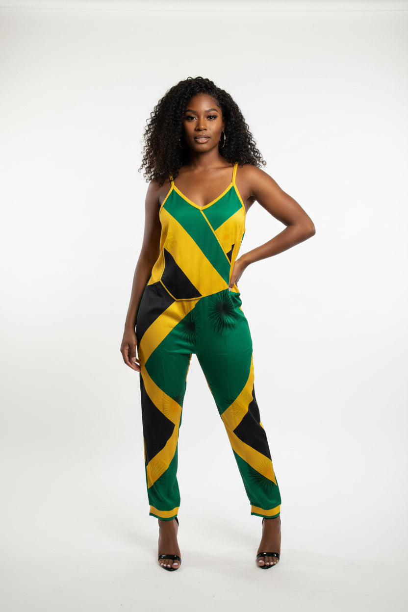 Jamaican Pride Jumpsuit – Vibrant Flag Print Jumpsuit