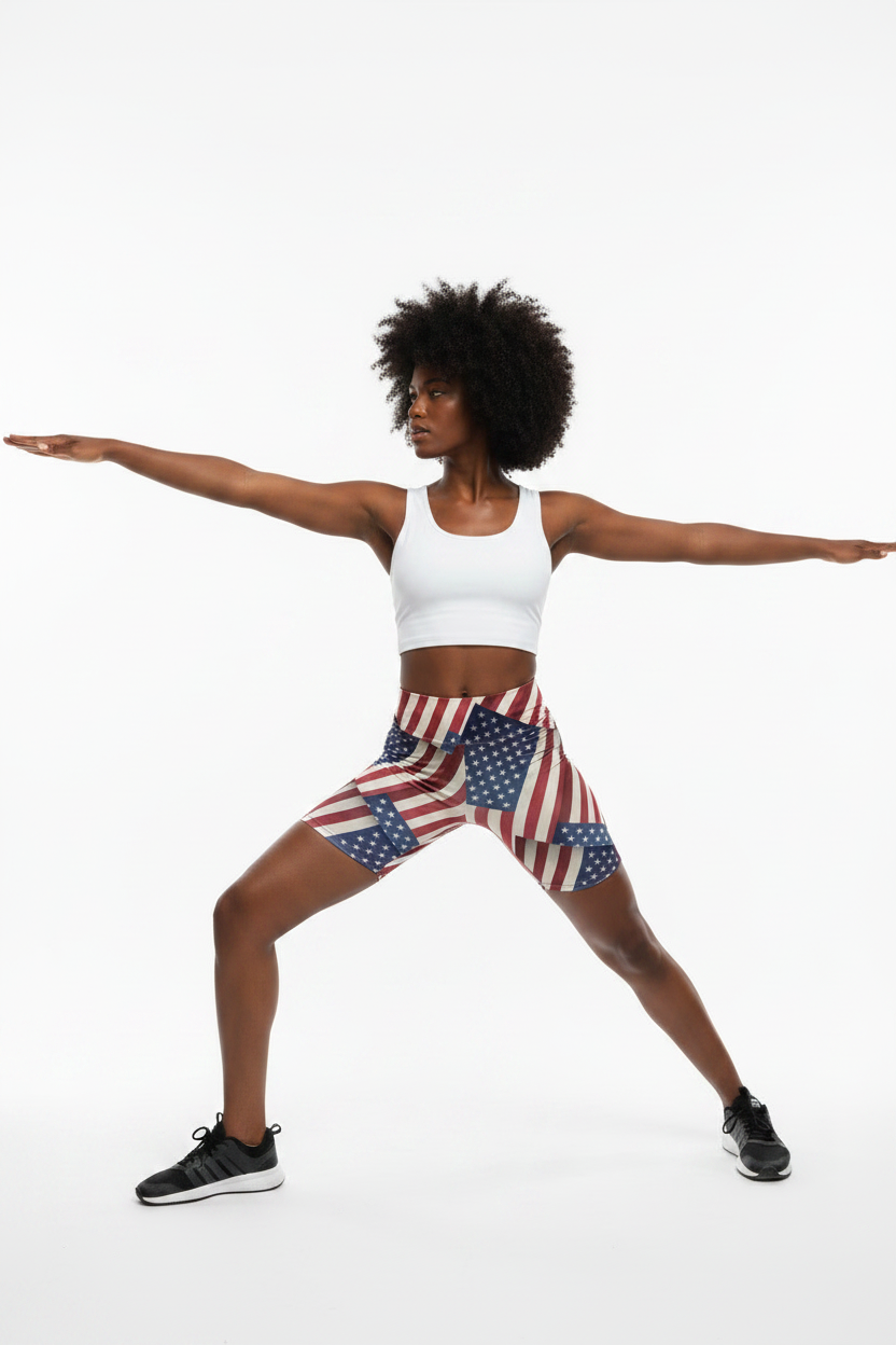 American Flag Biker Shorts - Patriotic Workout Shorts for Women | Bronxinit Boutique