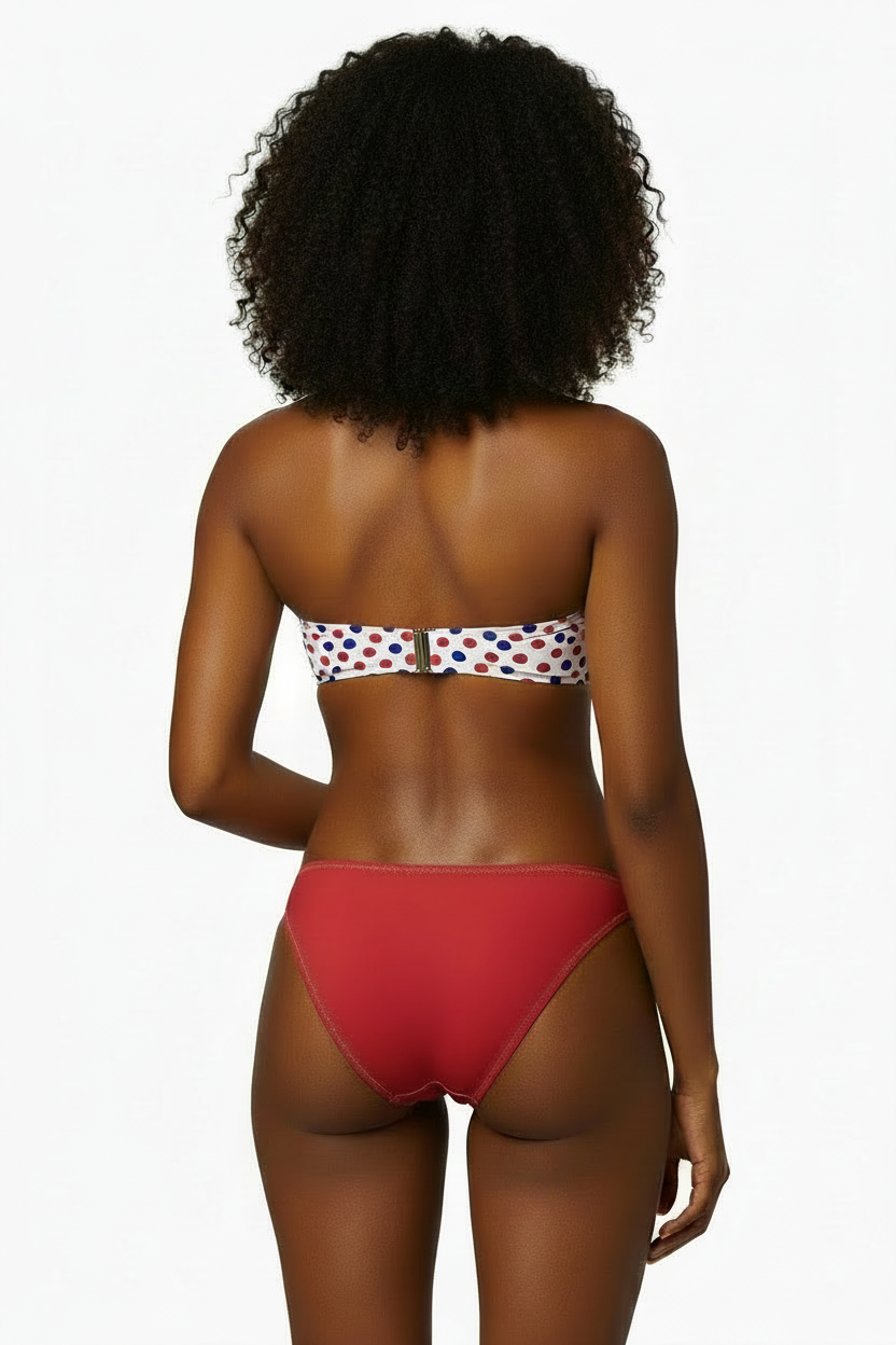 American Flag Polka Dot Bandeau Bikini Set - Patriotic Red White Blue Strapless Swimwear - Made-to-Order Plus Size Bikini by Bronxinit Boutique