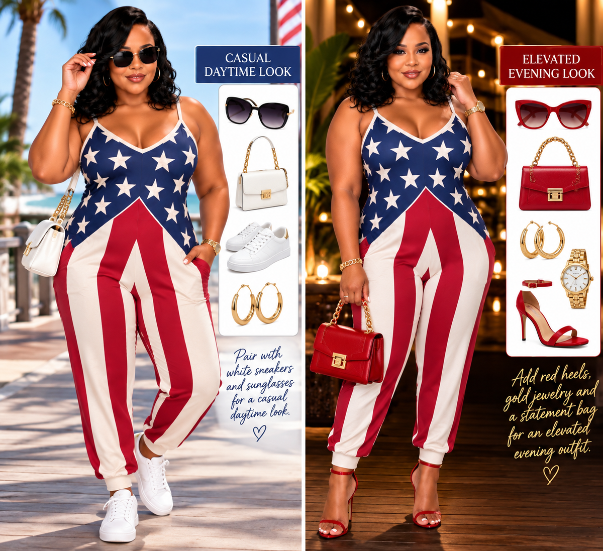 American Flag Romper Women | Patriotic Stars & Stripes 4th of July Jumpsuit