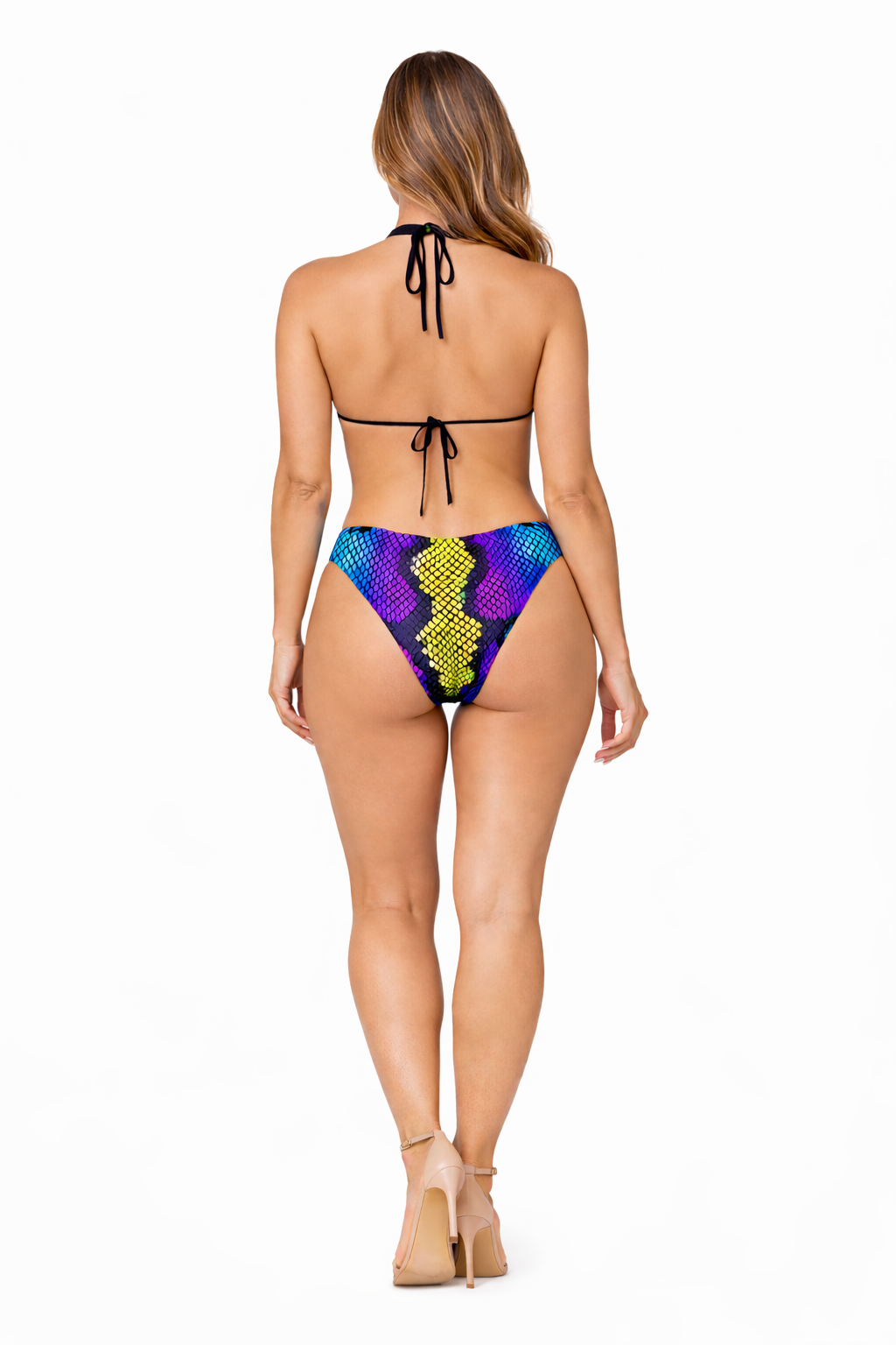 Neon Snake High-Neck Bikini