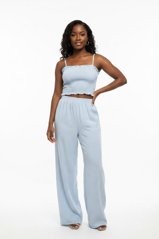 Ruffle Smocked Two-Piece Lounge Set