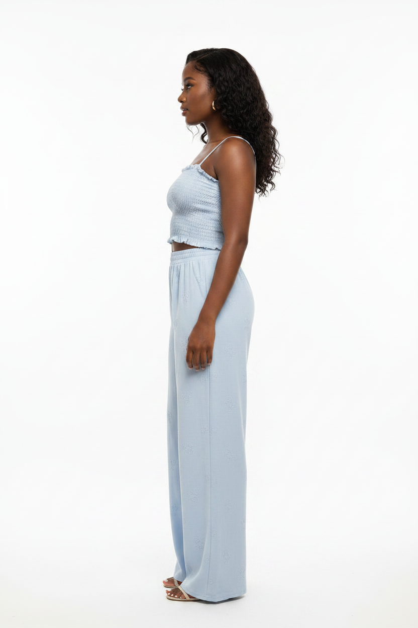 Ruffle Smocked Two-Piece Lounge Set