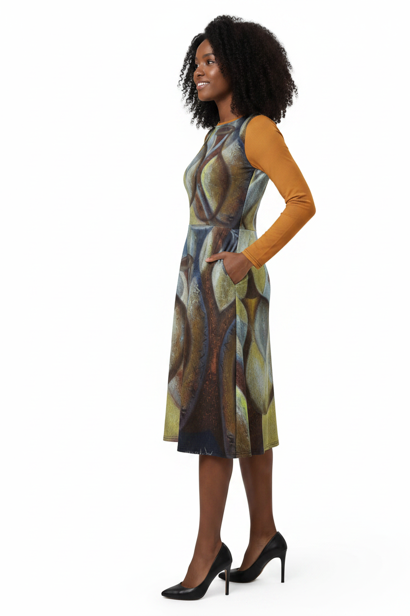 Webster Campbell Spanish Jar Long Sleeve Midi Dress