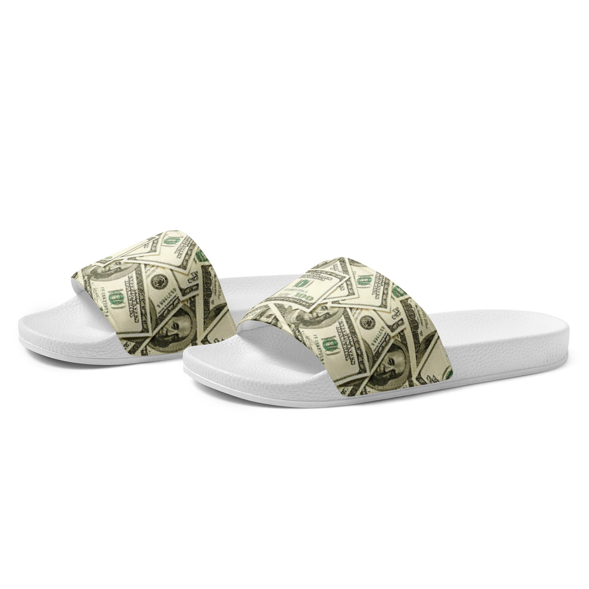 Bronxinit Money Moves Men’s Slide Sandals – Dollar Bill Print
