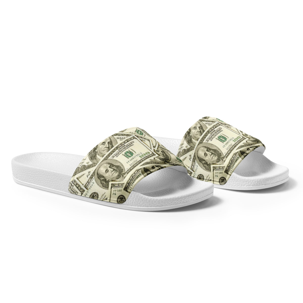 Bronxinit Money Moves Men’s Slide Sandals – Dollar Bill Print