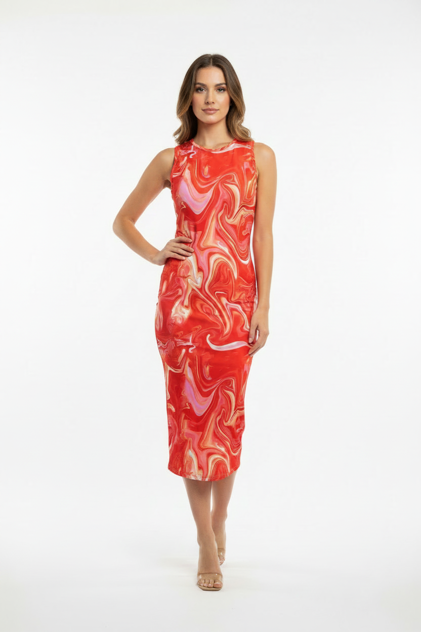 Marbled Ruched Side Plus Size Bodycon Dress by Bronxinit Boutique Store