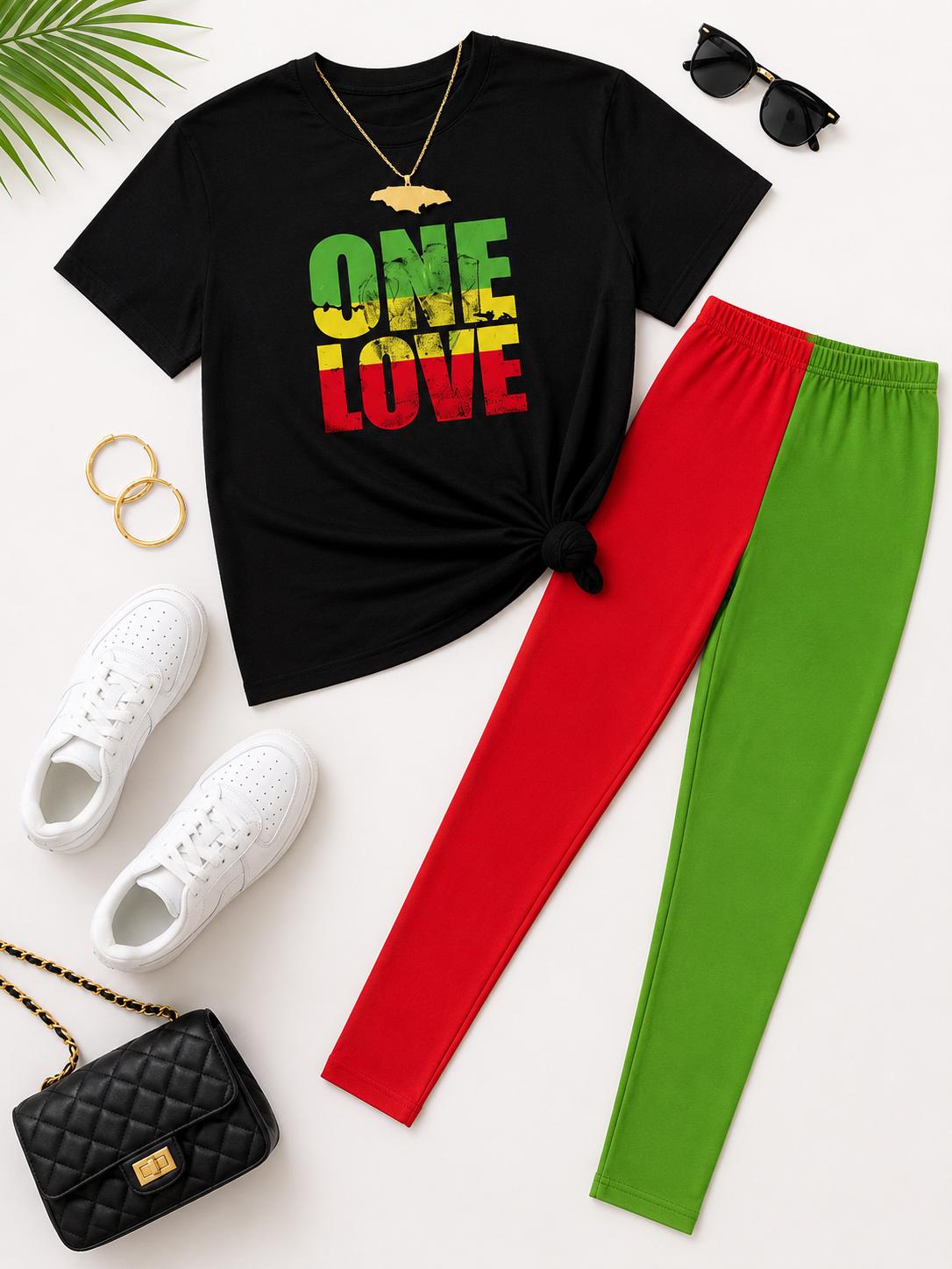 Women's One Love Round Neck T-Shirt and Leggings Set