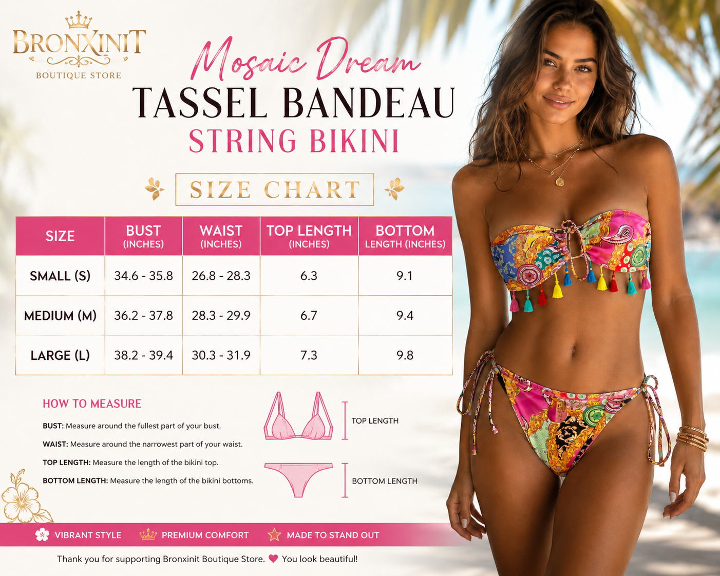 Mosaic Dream Tassel Bandeau String Bikini