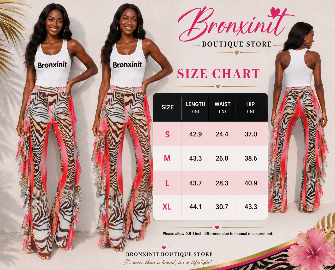 Bronxinit Wild Paradise Zebra Ruffle Beach Cover-Up Pants