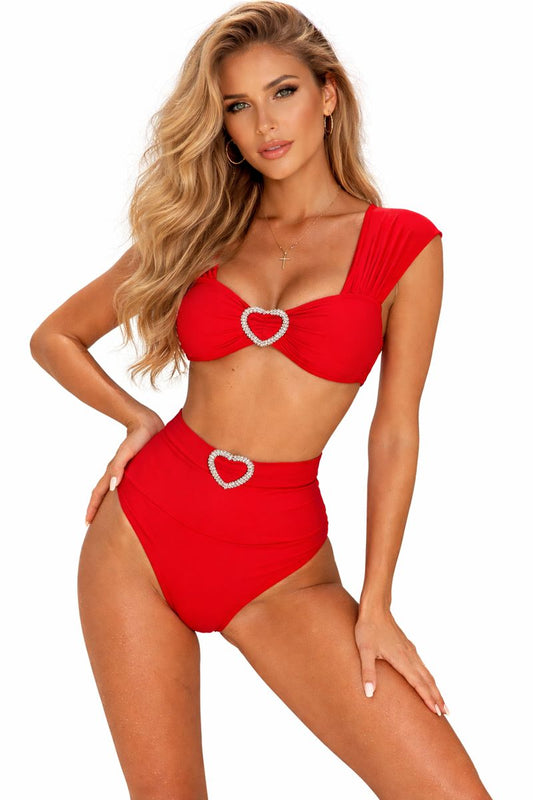 ❤️ Ruby Heart Luxe High-Waist Bikini Set – Bronxinit Boutique