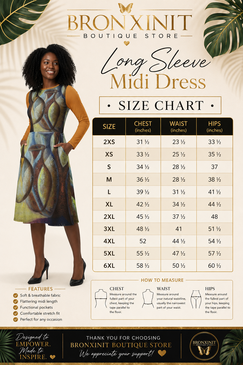 Webster Campbell Spanish Jar Long Sleeve Midi Dress