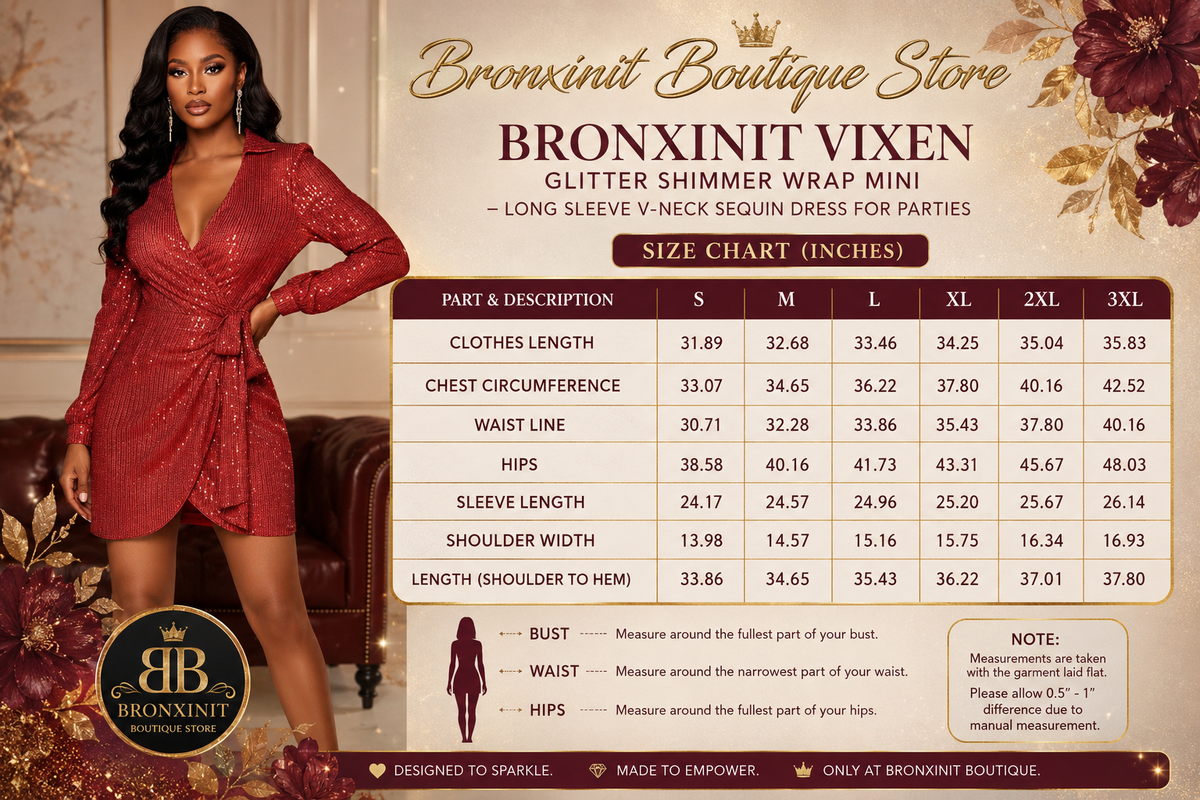 Bronxinit Vixen Glitter Shimmer Wrap Mini – Long Sleeve V-Neck Sequin Dress for Parties