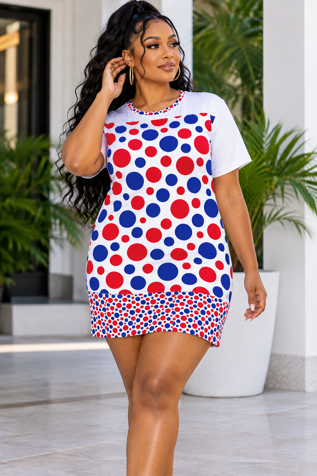 American Polka Dots Cotton T-shirt Dress