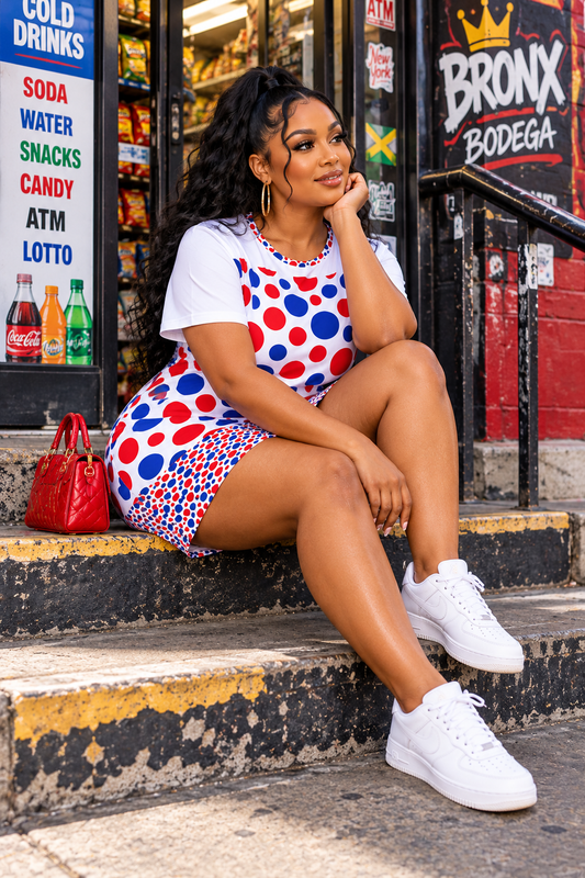 American Polka Dots Cotton T-shirt Dress