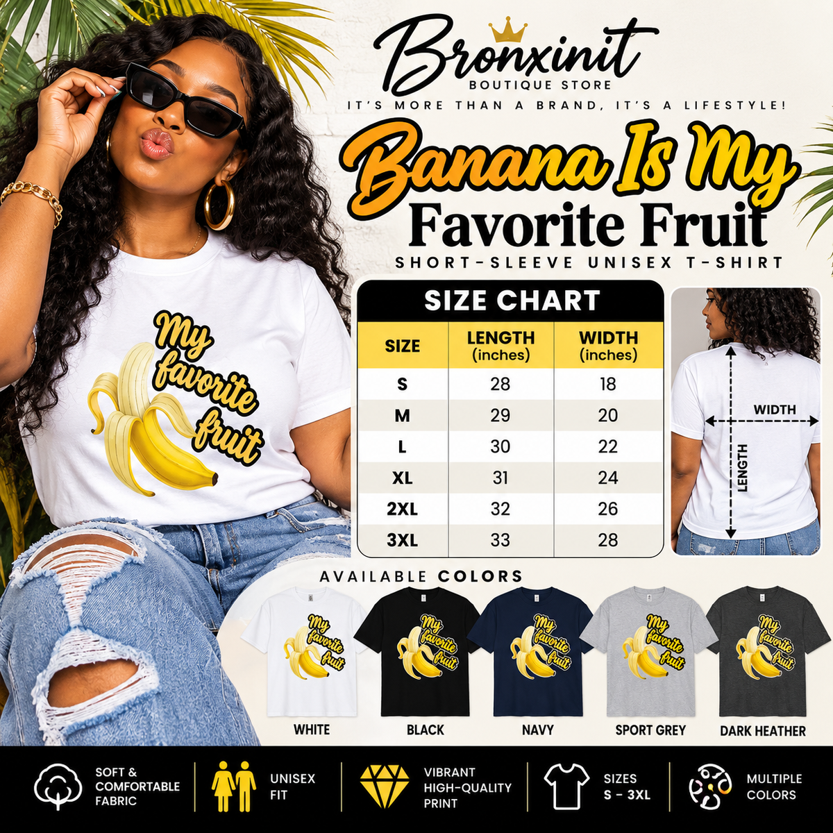 Banana Is My Favorite Fruit Unisex T-Shirt – Funny Banana Graphic Tee