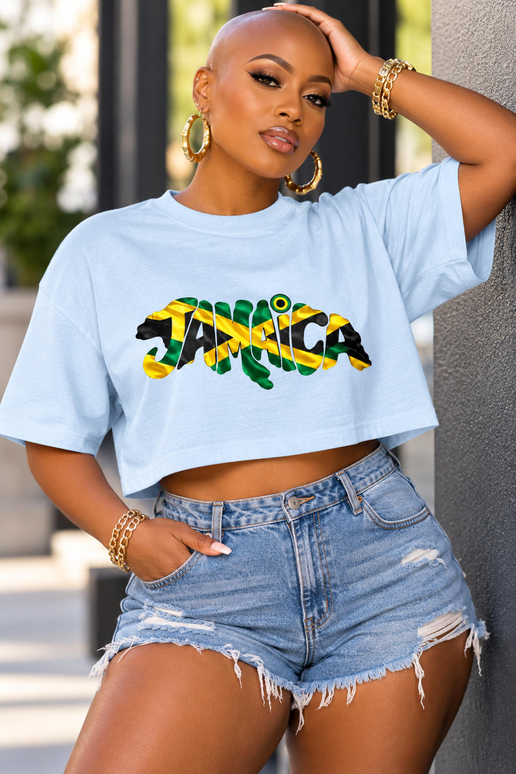 Jamaica Target Women’s Cropped Tee – Jamaican Flag Graphic Boxy Crop Top