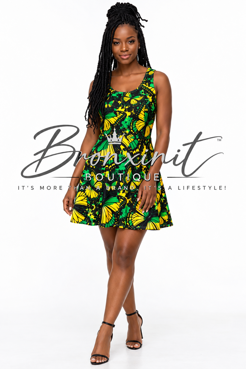 Jamaica Butterfly Garden Skater Cotton Dress