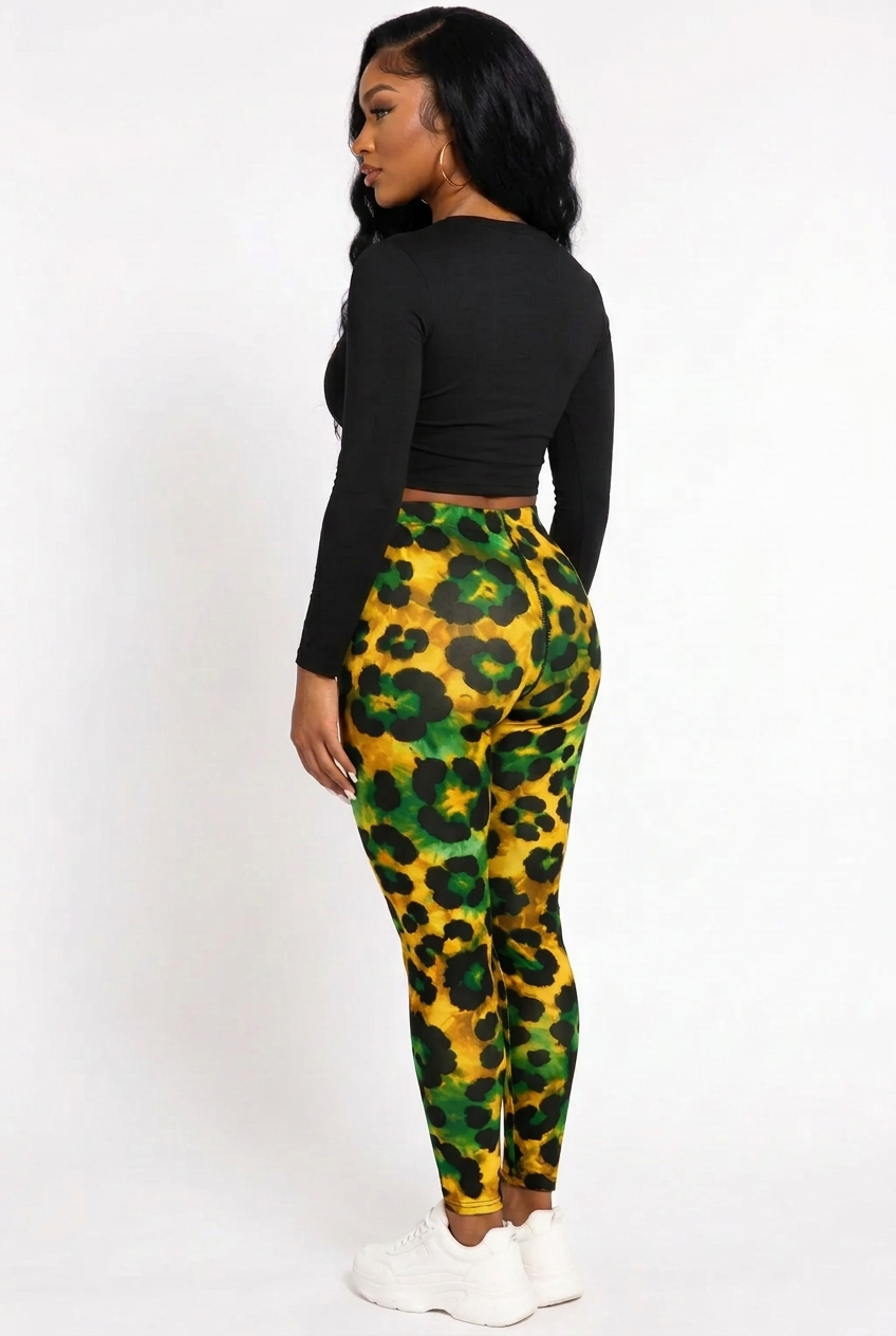 Jamaica Wild Love Long Sleeve Crop Top and Leggings