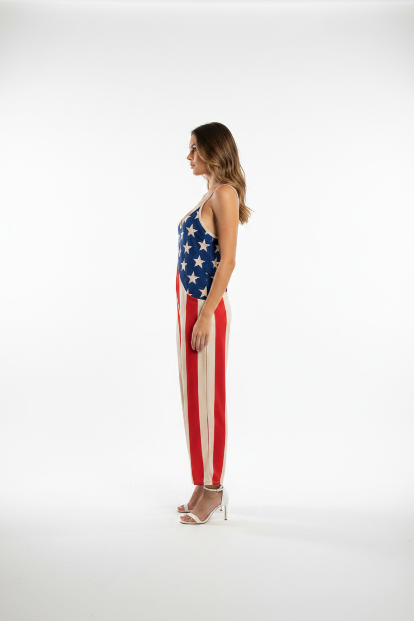 American Flag Romper Women | Patriotic Stars & Stripes 4th of July Jumpsuit