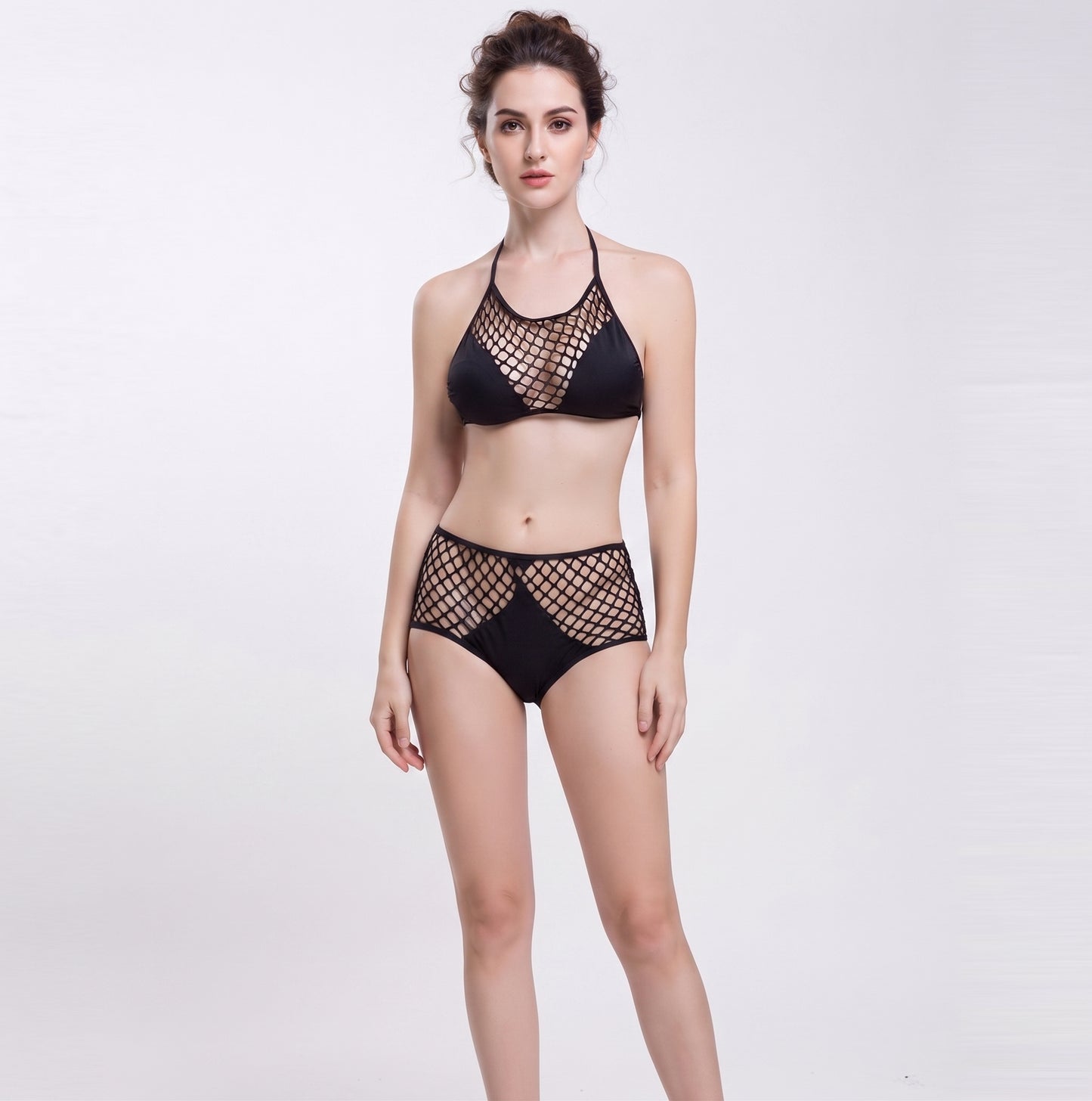 Black Sexy Mesh Two-piece Swimsuit Bikini