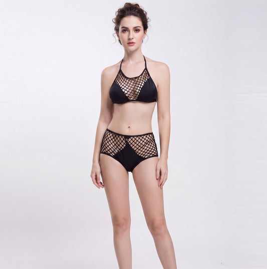 Black Sexy Mesh Two-piece Swimsuit Bikini