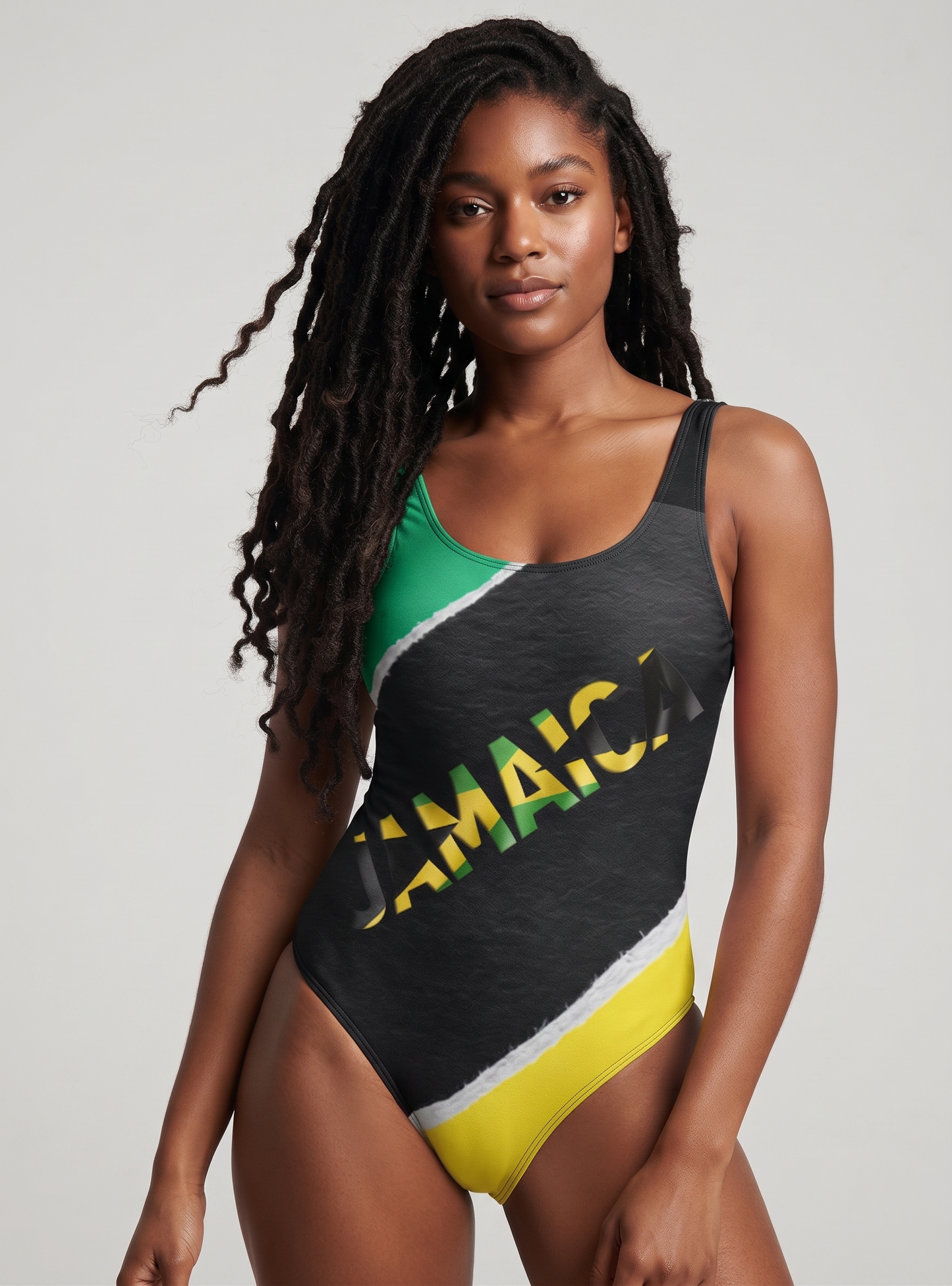 Jamaica Pride One-Piece Swimsuit | Caribbean Flag Swimsuit | Tropical Beachwear