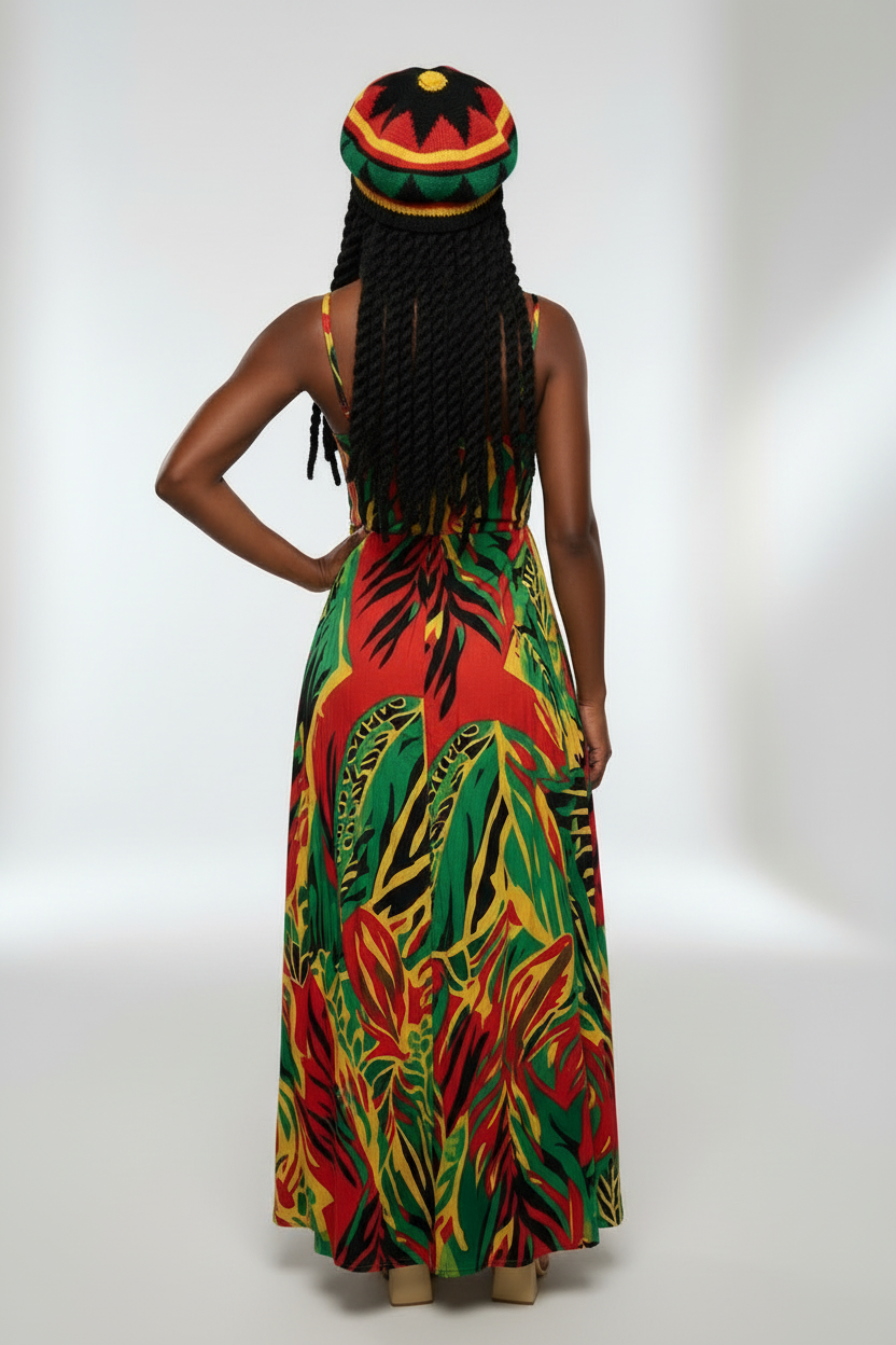 Jamaican Rasta Dreadlock Tam | Reggae Roots Knit Hat with Black Dreadlocks