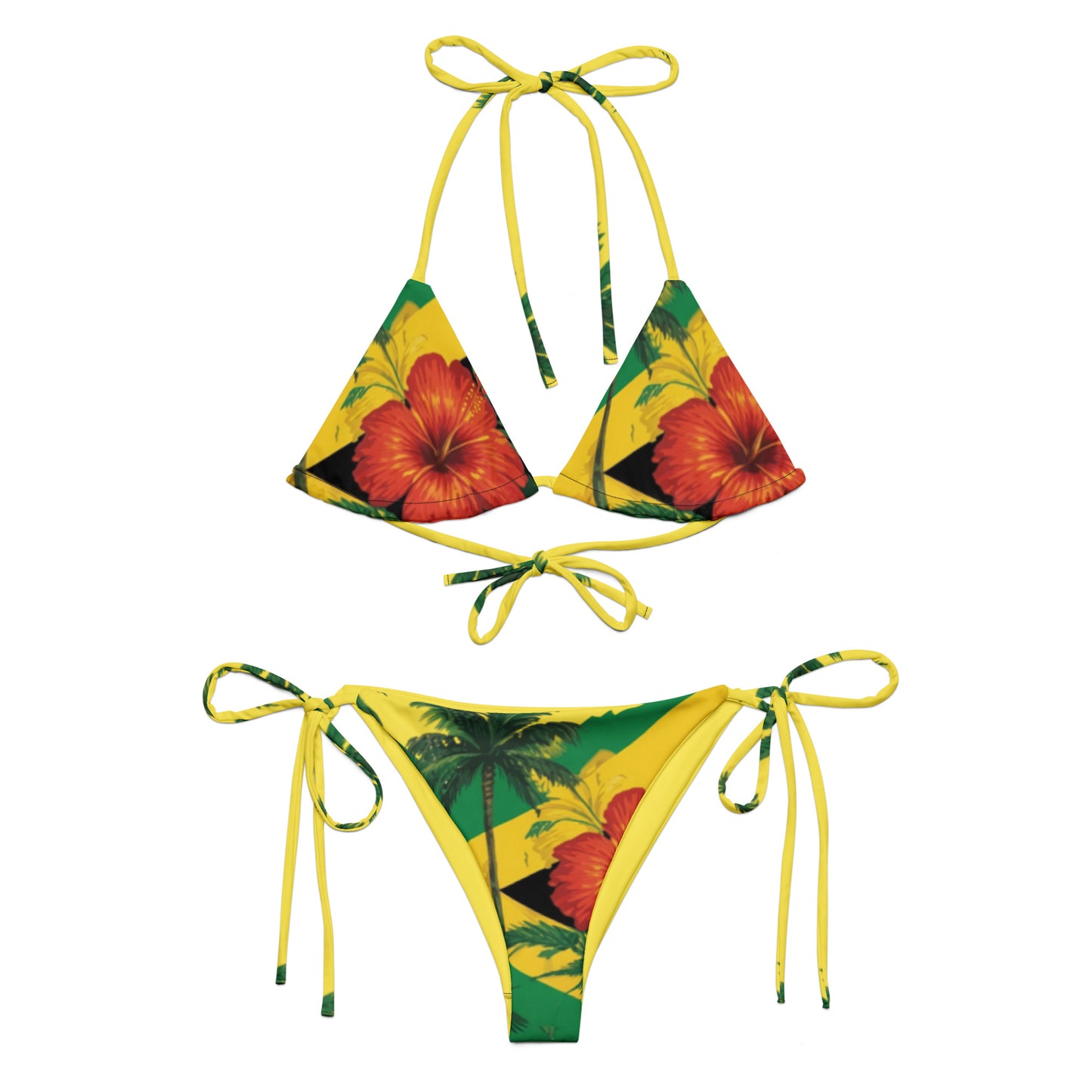 Jamaica Yellow Hibiscus String Bikini – Vibrant Tropical Two-Piece