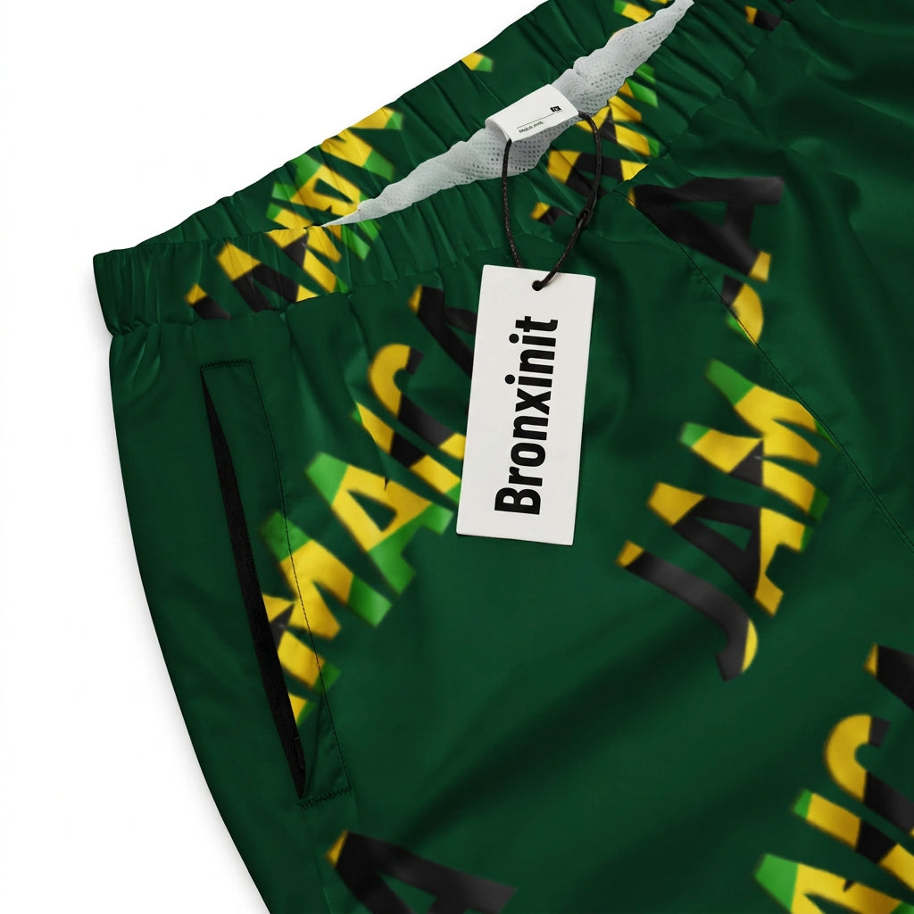 Jamaica Men’s Track Pants – Green Jamaican Print Joggers | Yardie Pride by Bronxinit